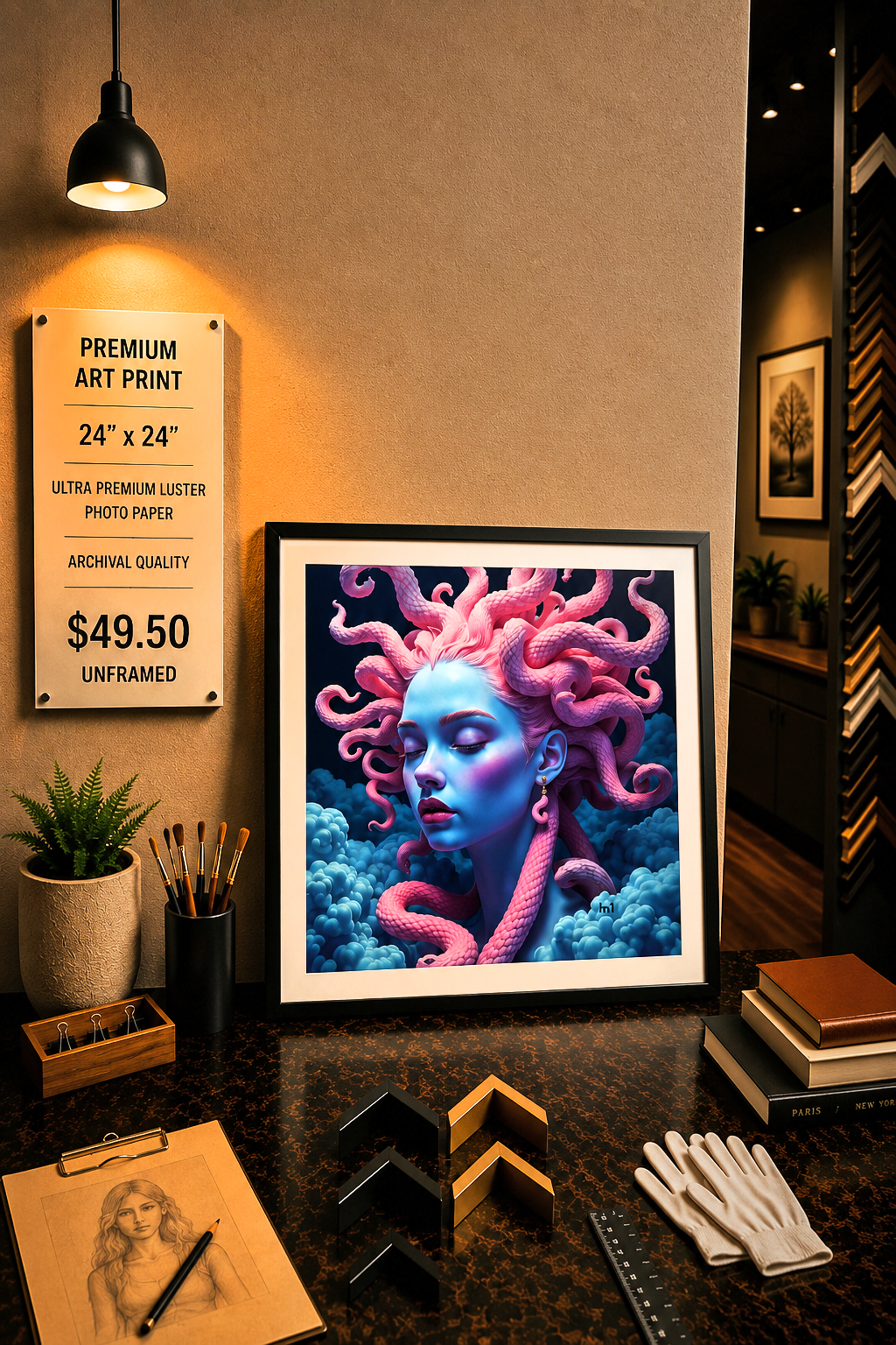 Pink Medusa - Premium Art Print - 24