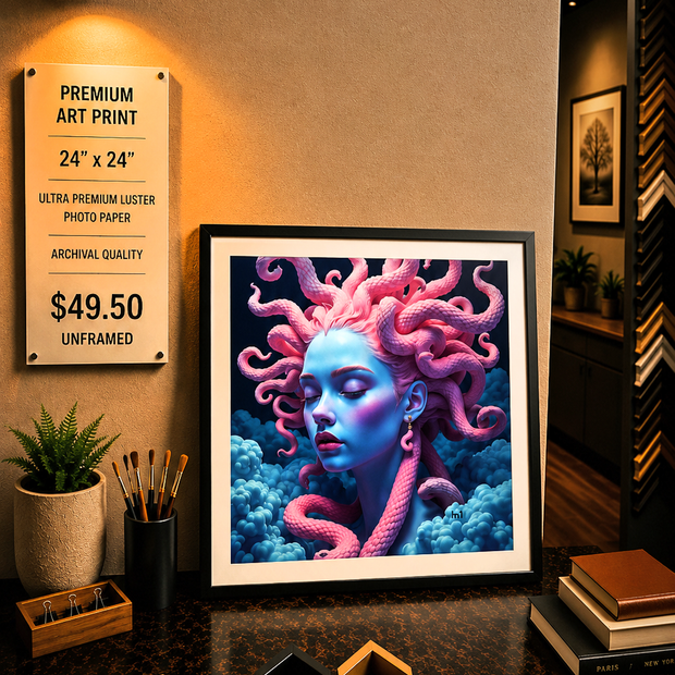 Pink Medusa - Premium Art Print - 24"w x 24"h