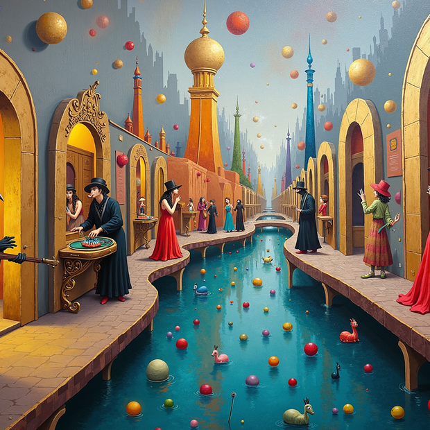 “Canal of Curiosities” – 60"w x 40"h Canvas Wall Art