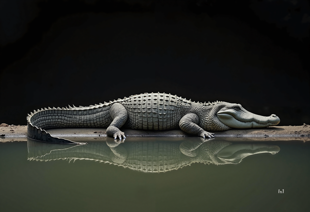 "Saltwater Alligator" Canvas Wall Art - 60"w x 40"h