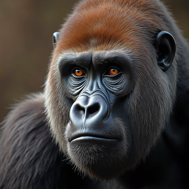 Close up of a Silverback Gorilla. Incredible detail.