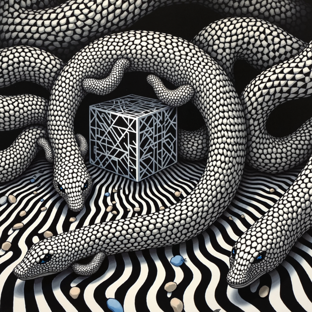 “Coiled Riddle” - 60"w x 40"h Canvas Wall Art