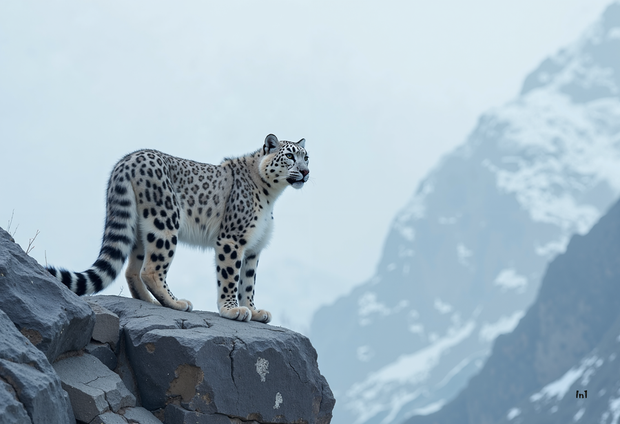 "Snow Leopard" Canvas Wall Art - 60"w x 40"h