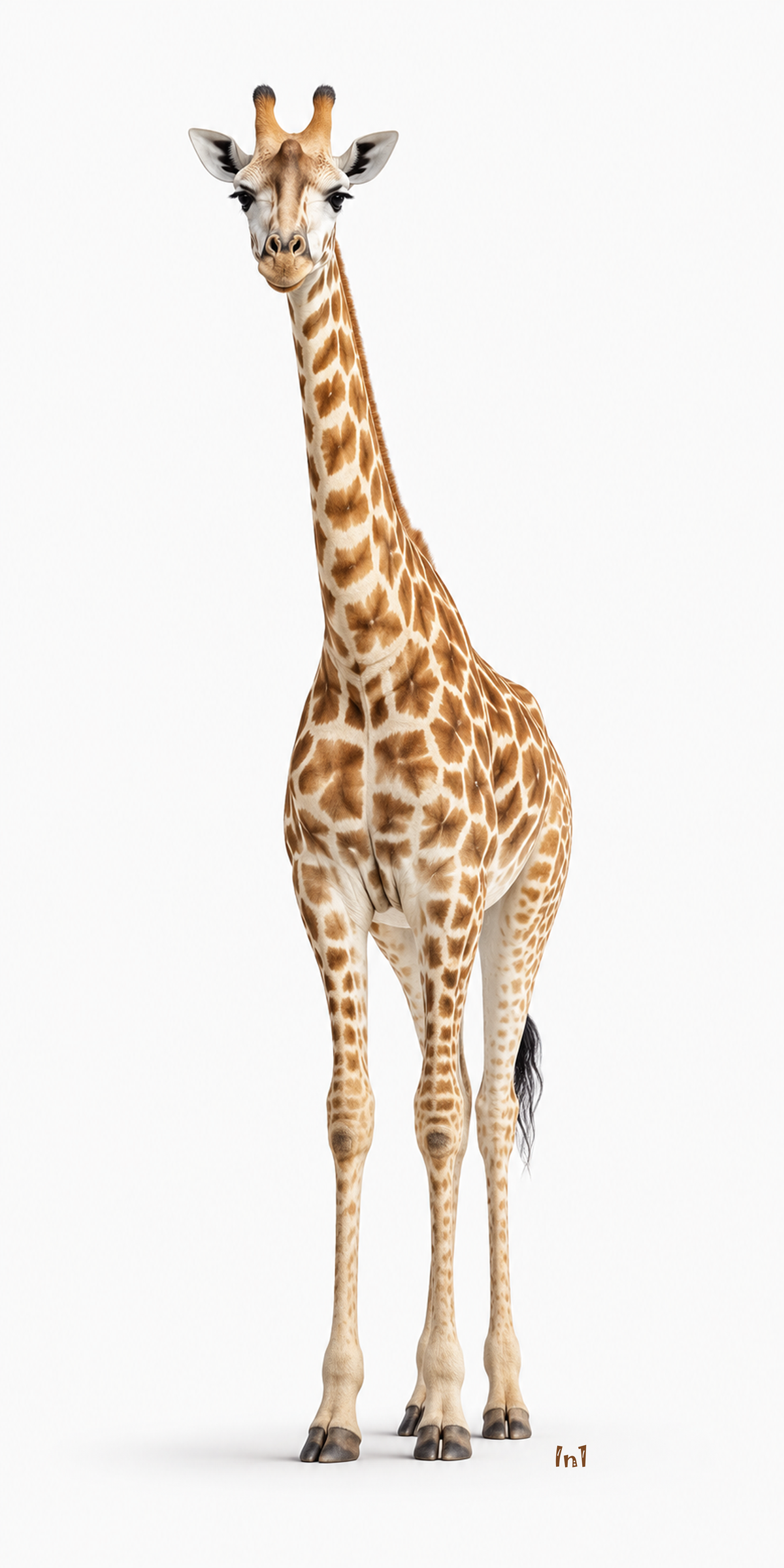 Giraffe standing on a white background