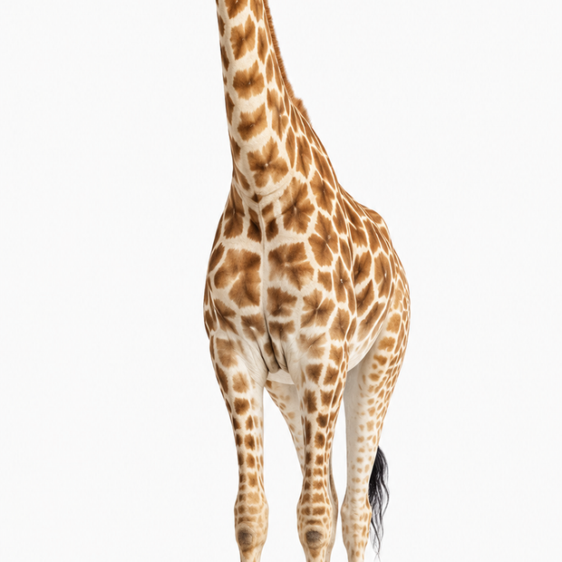 Giraffe standing on a white background