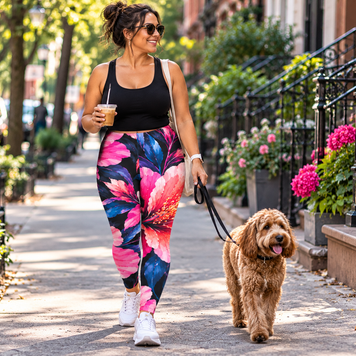 Pink Floral Explosion | Art in Motion Leggings with pockets
