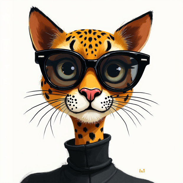 "Sauve Purrfessor" Canvas Wall Art - 28"w x 28"h