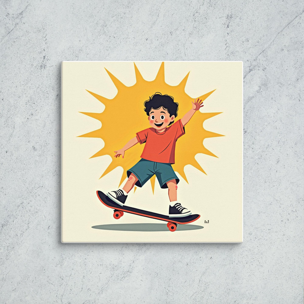 Boy riding a skateboard with the sun behind him