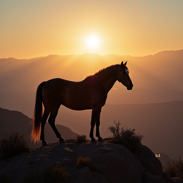 "Sunset Stallion – 36"w x 36"h Canvas Wall Art