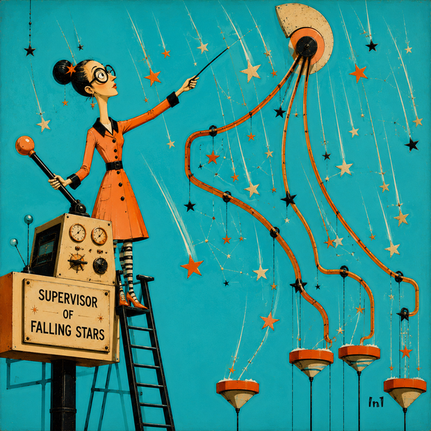 "Supervisor Of Falling Stars" Canvas Wall Art - 37"w x 37"h