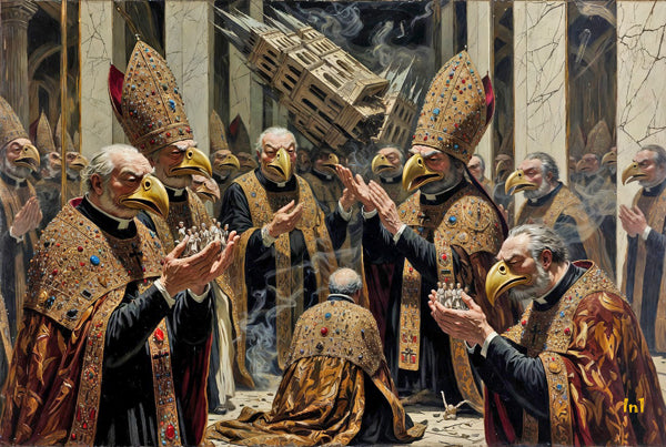 "The Aviary Council " Canvas Wall Art - 60"w x 40"h