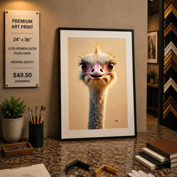 The Ostrich - Premium Art Print - 24"w x 36"h