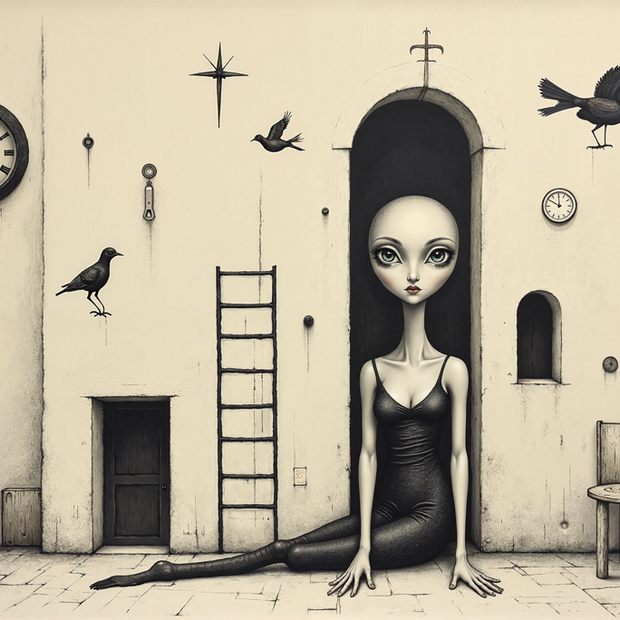 "The Room That Waits For Her" Canvas Wall Art - 48"w x 32"h