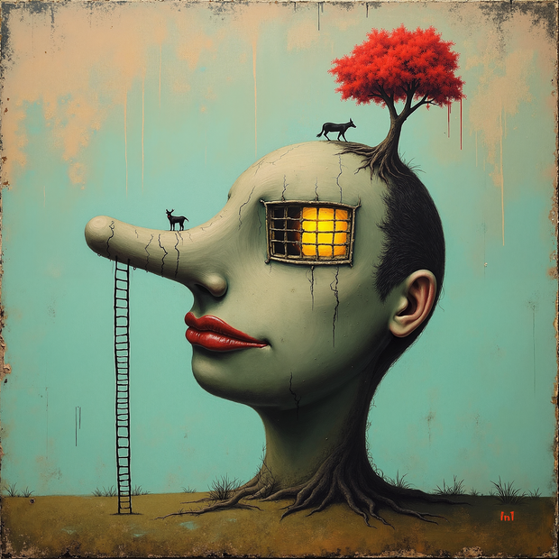 "The Liar" - 37"w x 37"h Canvas Wall Art
