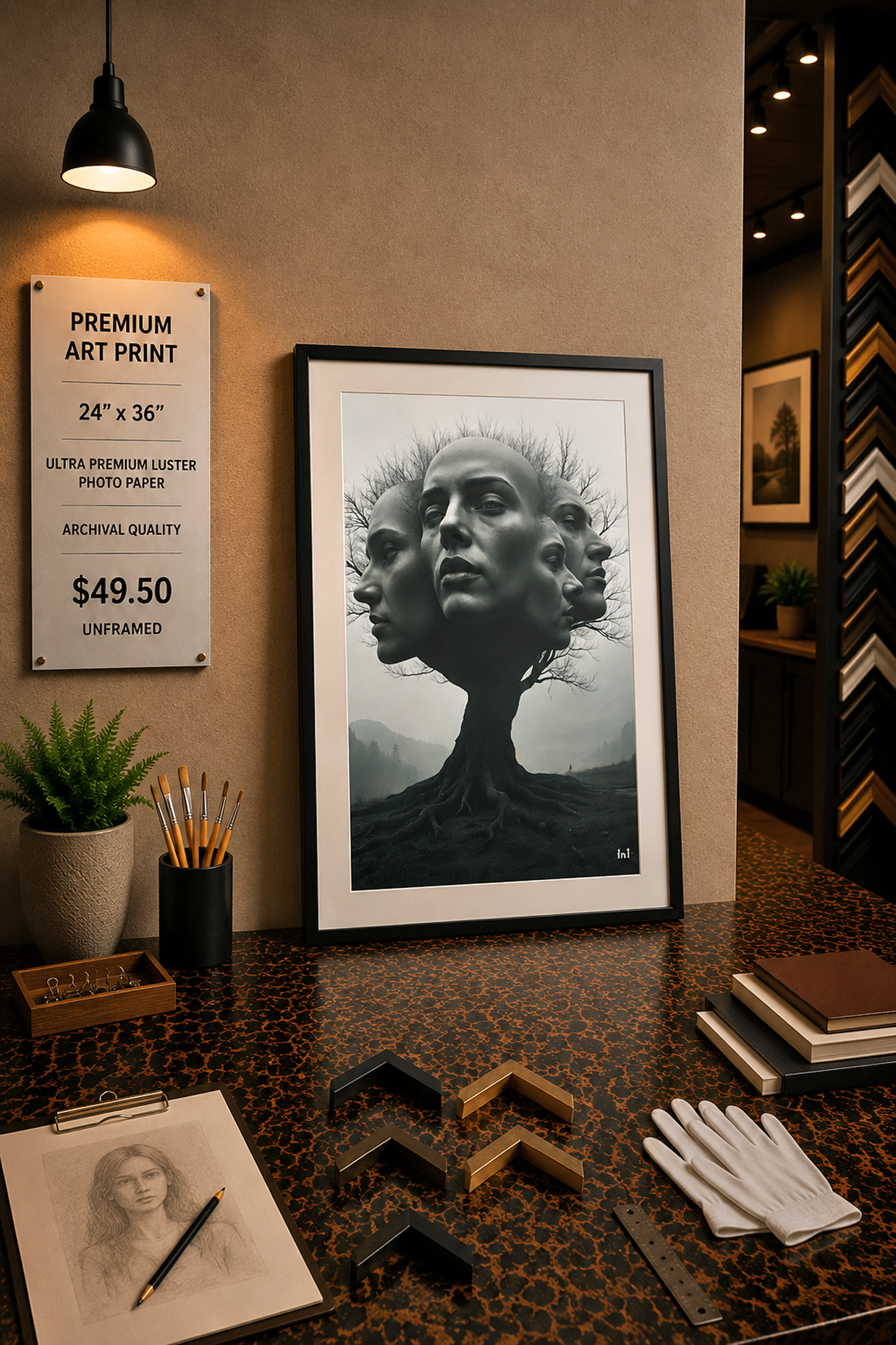 A Tree of Faces - Premium Art Print - 24"w x 36"h