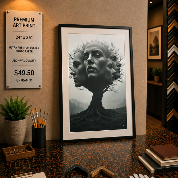 A Tree of Faces - Premium Art Print - 24"w x 36"h