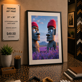 Two Moai - Premium Art Print - 24