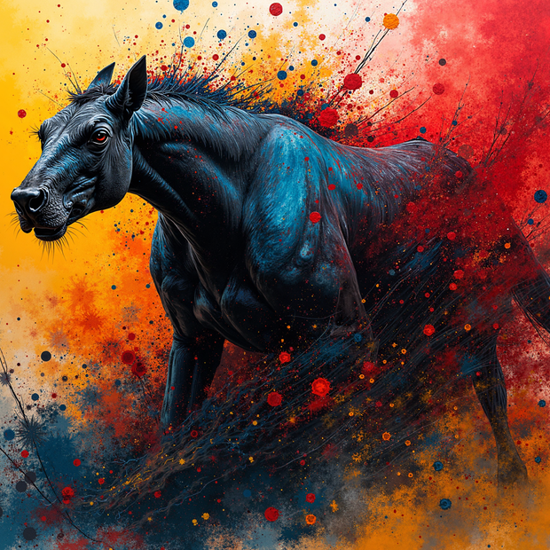 Colorful abstract painting of a horse