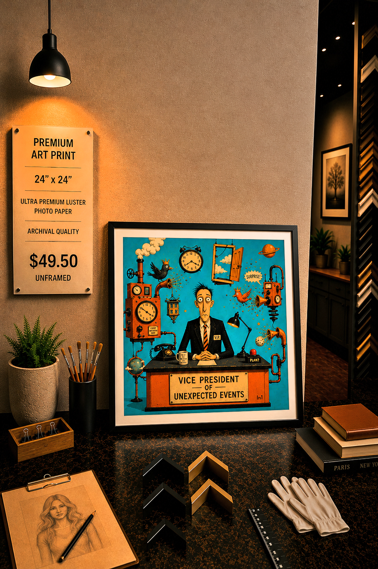 Vice President of Unexpected Events - Premium Art Print - 24"w x 24"h