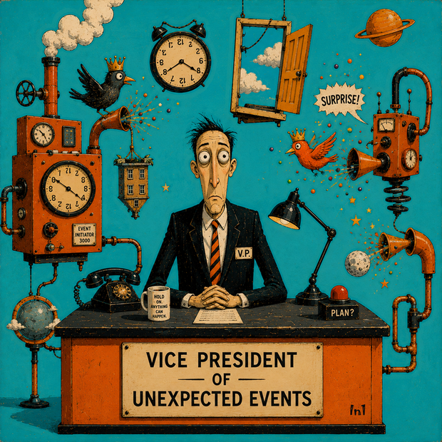 "Vice President of Unexpected Events" Canvas Wall Art - 37"w x 37"h