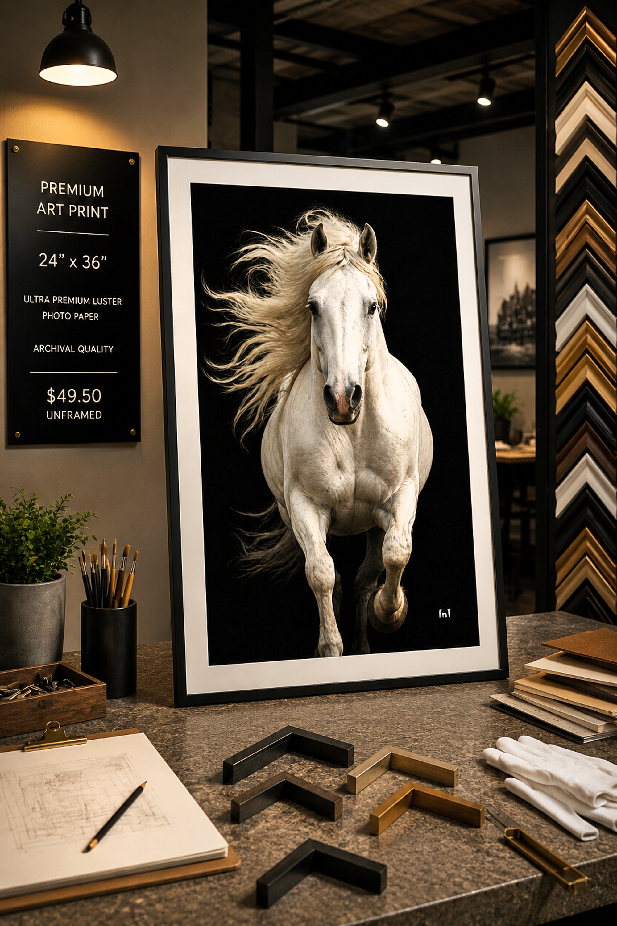White Horse - Premium Art Print - 24