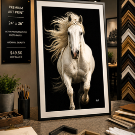 White Horse - Premium Art Print - 24
