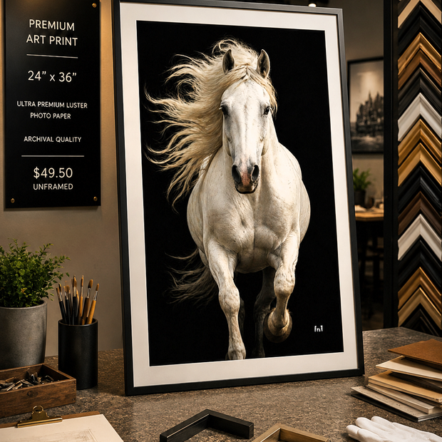 White Horse - Premium Art Print - 24"w x 36"h