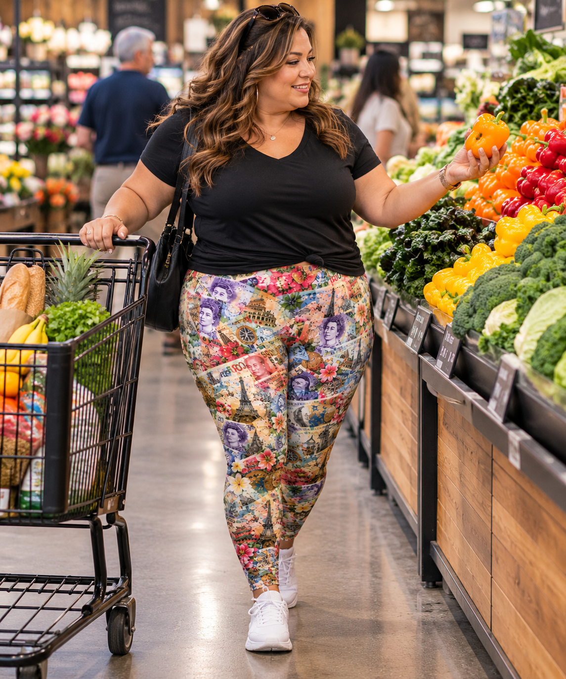 World Currency Design on Leggings for Women