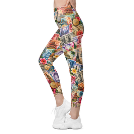 World Currency Design on leggings for women
