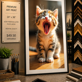 Yawning Kitty - Premium Art Print - 24