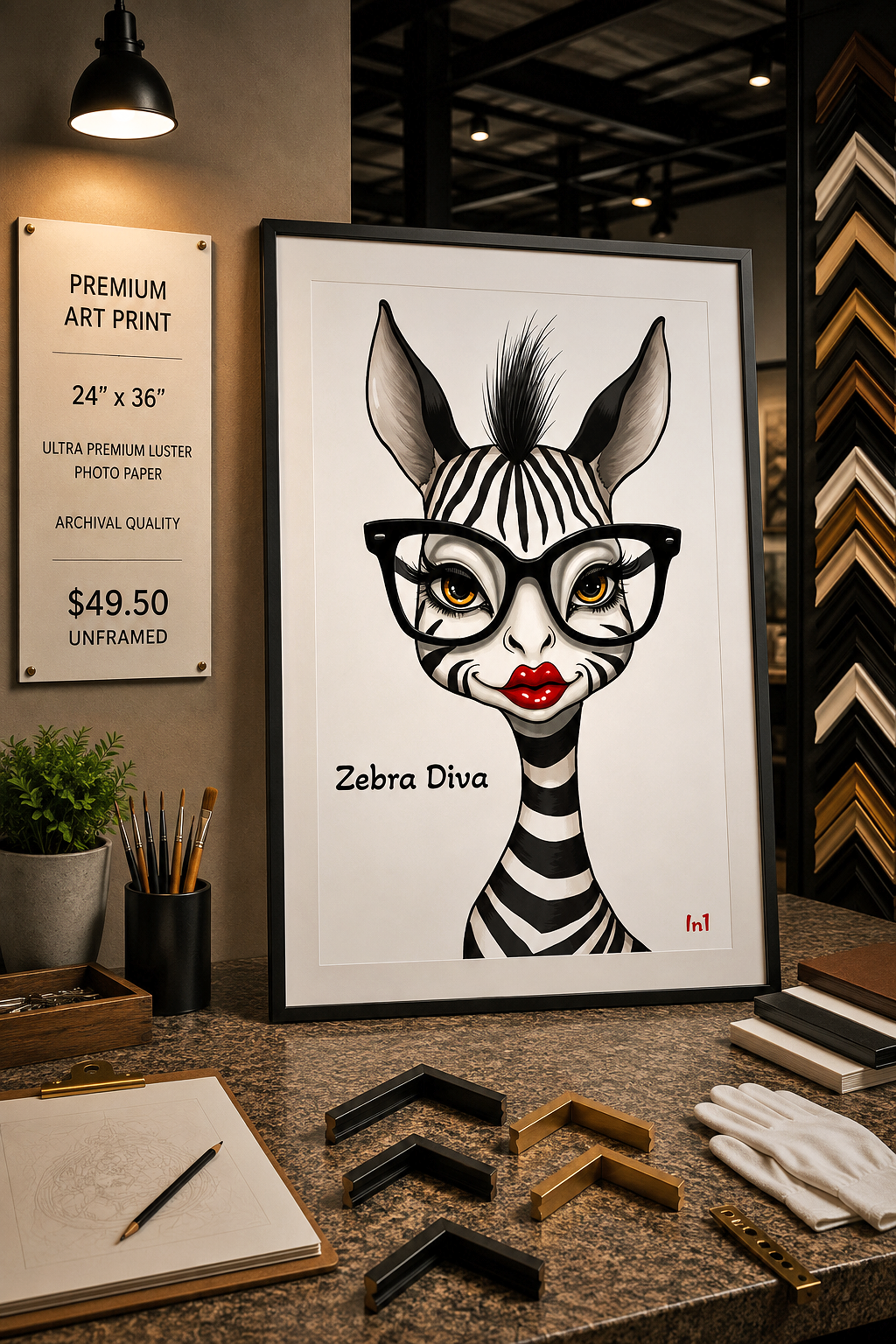 Zebra Diva - Premium Art Print - 24