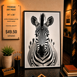 Zebra up Close - Premium Art Print - 24